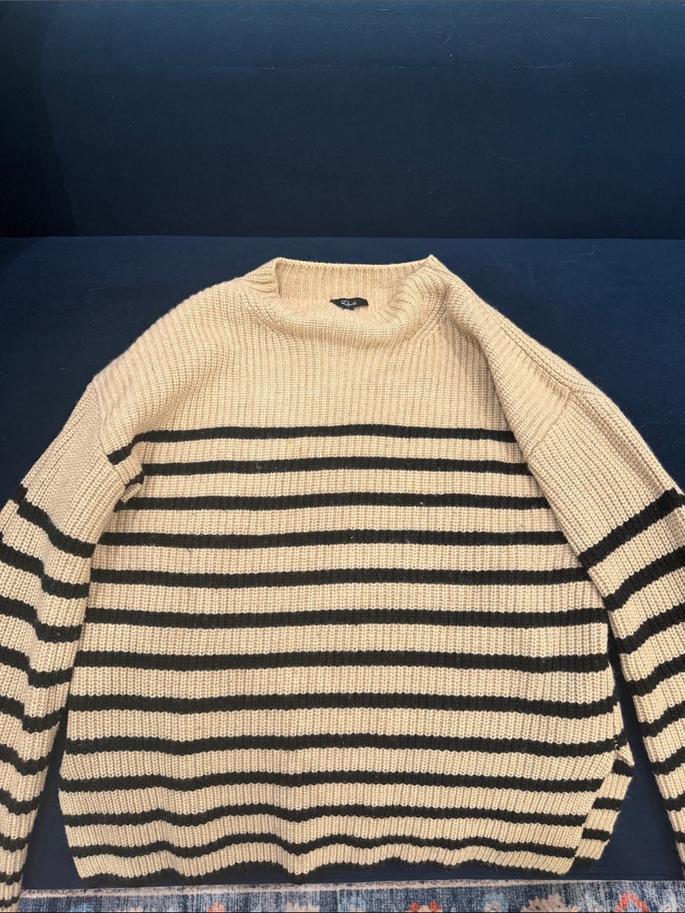 Rails Women’s Cream and Black Striped Knit Sweater Comfy Oversized- Medium